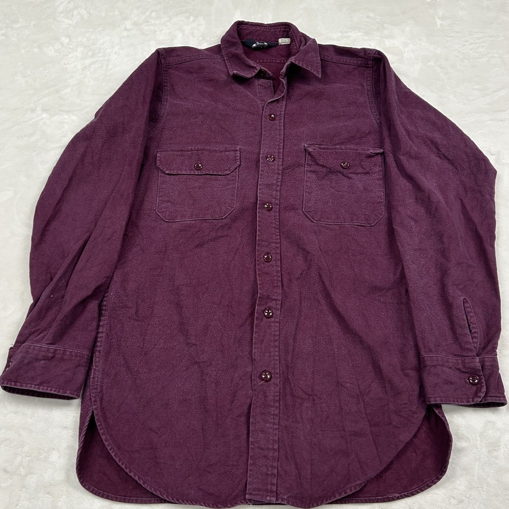 Woolrich Chamois Shirt Mens M Purple Long Sleeve Button Up 1590 L Made in USA